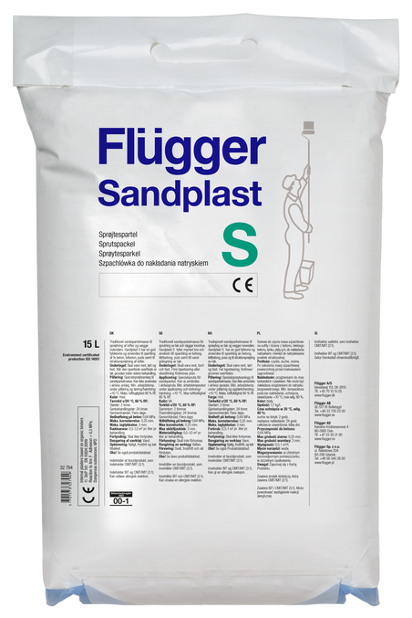 Flügger Sandplast S+ Multisprutspackel säck_15 L