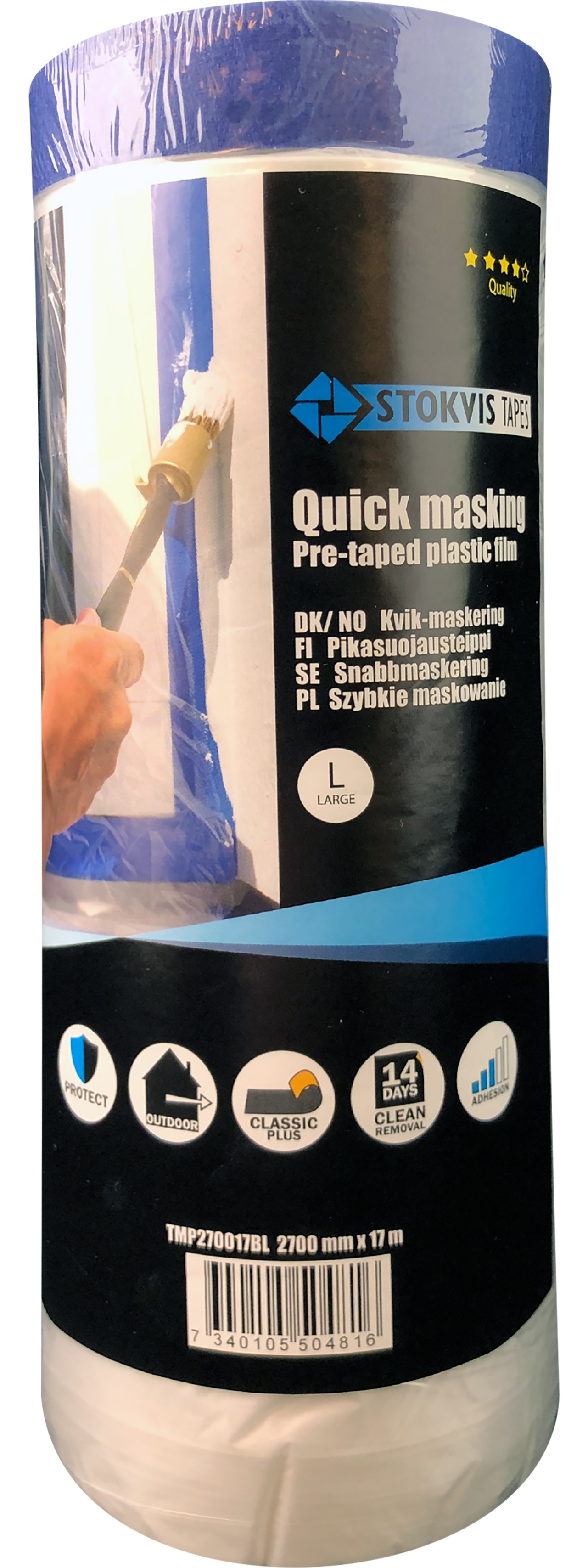 Snabbmaskering blå uvbest 14dgr plast 2700mm