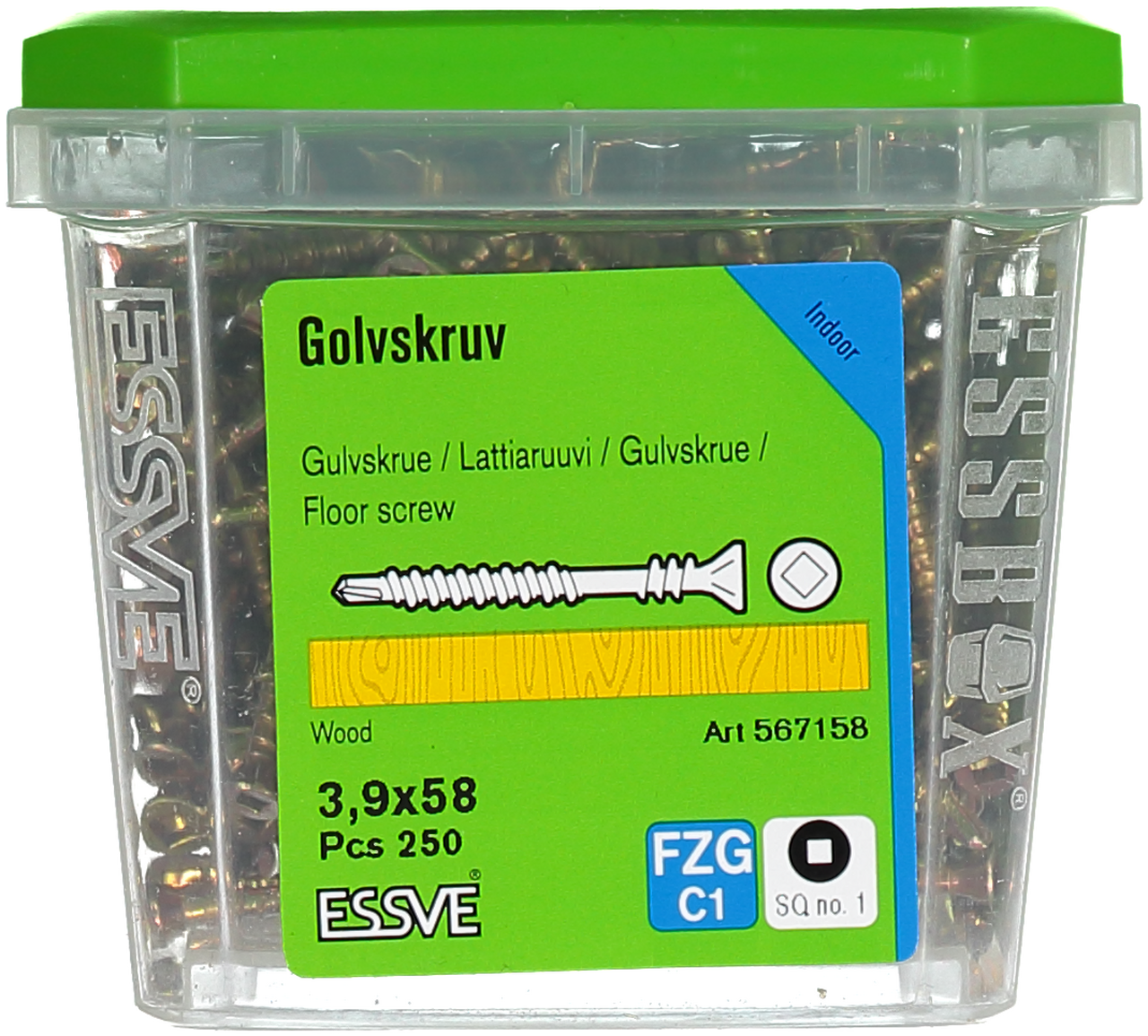 Golvskruv fyrkantsbits r1 Gulkromaterad 3,9x58
