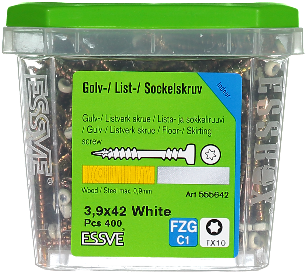 List sockelskruv  3,9x42 white