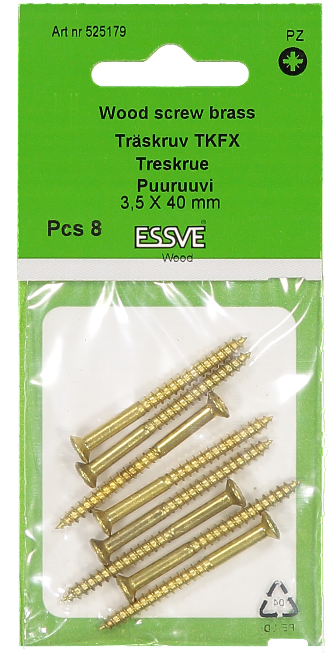 Träskruv kullerförsänkt huvud Mässing 3,5x40