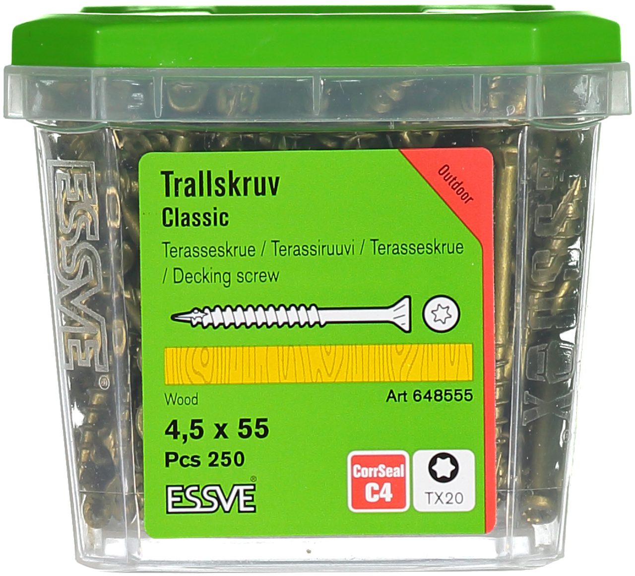 Trallskruv classic corrseal Tx20 4,5x55 250st