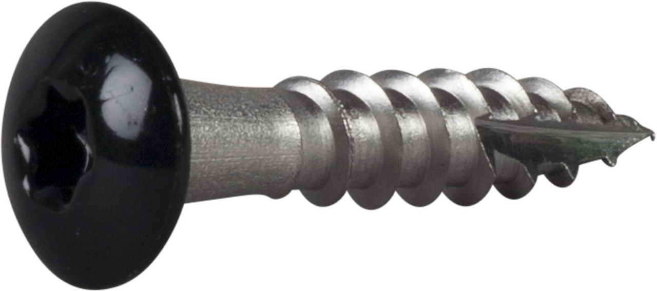Rännkrokskruv rostfri a2 svart Ral9011 tx20 4,8x25