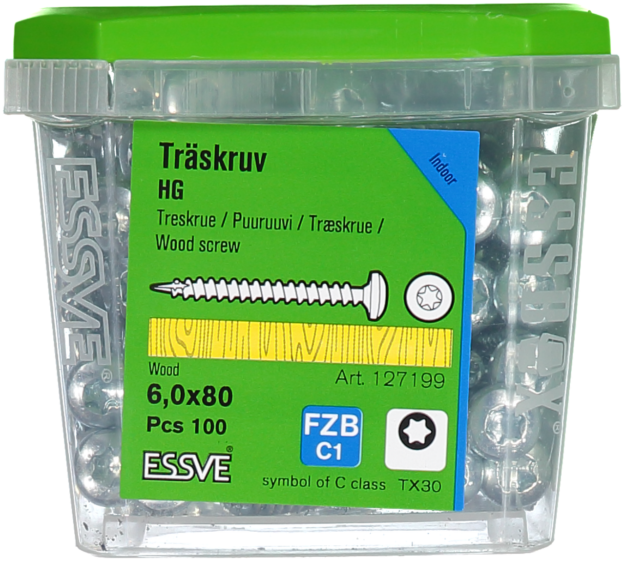 Träskruv kullrigt huvud tx30 Helgängad fzb 6,0x80