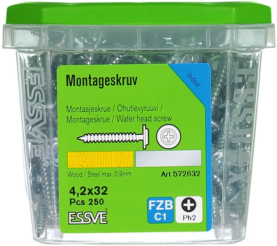 Montageskruv med vass spets Ph2 fzb 4,2x32
